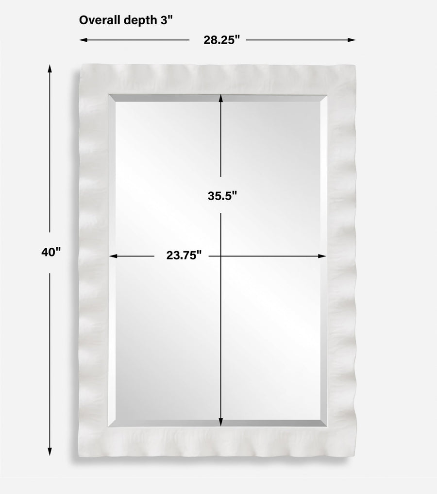HAYA WHITE SCALLOPED MIRROR