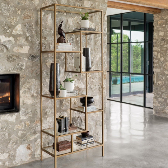 HELENA BRASS BOOKCASE 83"