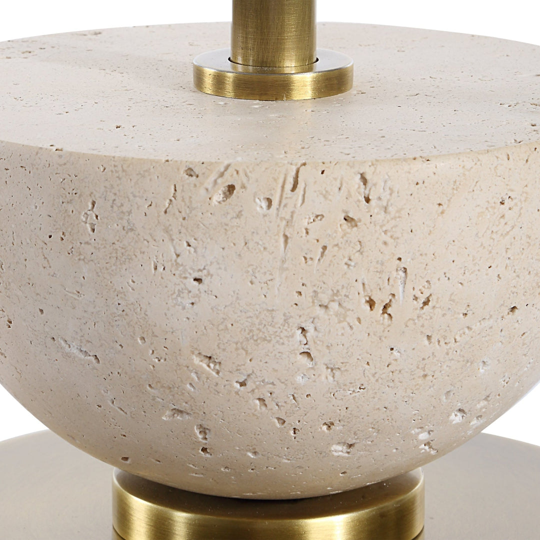 HEMISPHERE TRAVERTINE + BRASS BUFFET LAMP