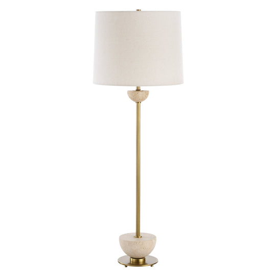 HEMISPHERE TRAVERTINE + BRASS BUFFET LAMP