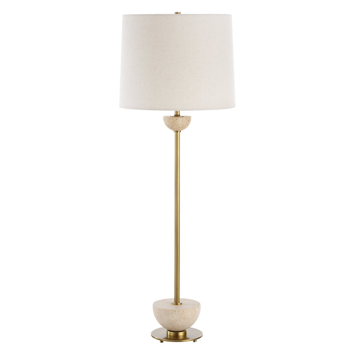 HEMISPHERE TRAVERTINE + BRASS BUFFET LAMP