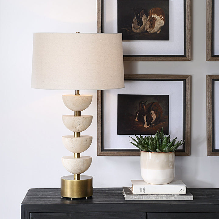 HEMISPHERE TRAVERTINE TABLE LAMP