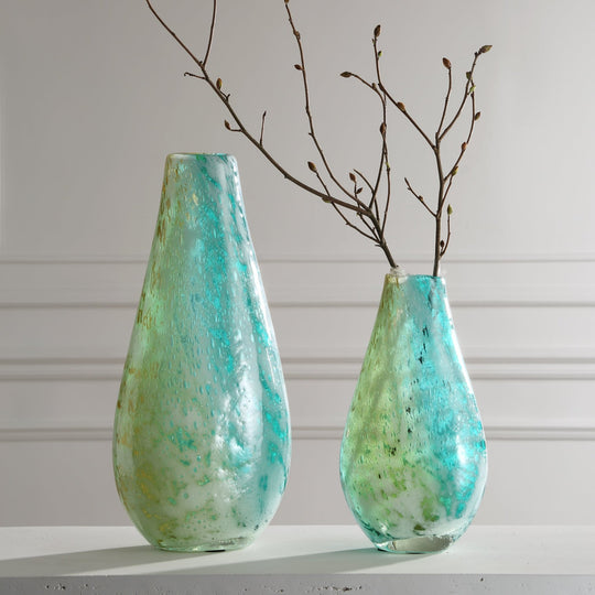 HIGH TIDE BUBBLE GLASS VASES | SET OF 2