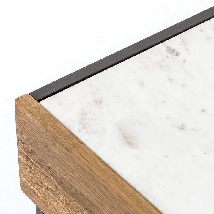 HOLLAND SMOKED OAK + MARBLE TOP NIGHTSTAND