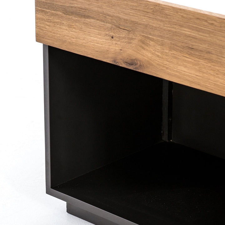 HOLLAND SMOKED OAK + MARBLE TOP NIGHTSTAND