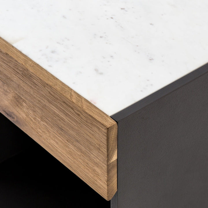 HOLLAND SMOKED OAK + MARBLE TOP NIGHTSTAND