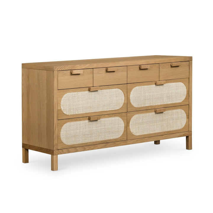 HONEY OAK + CANE DRESSER