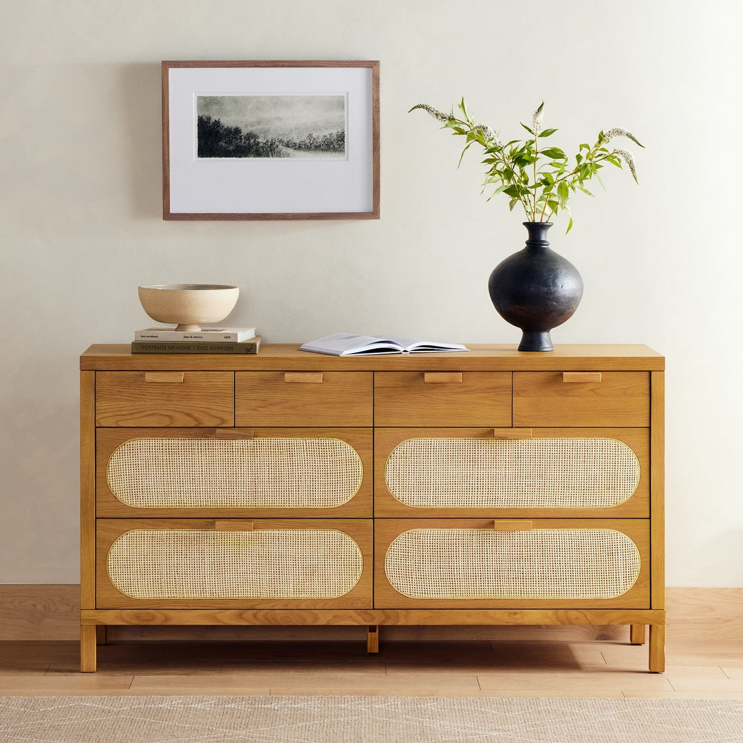 HONEY OAK + CANE DRESSER