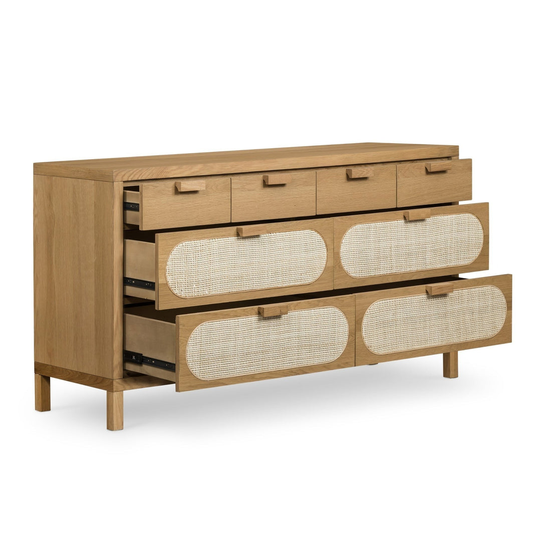 HONEY OAK + CANE DRESSER