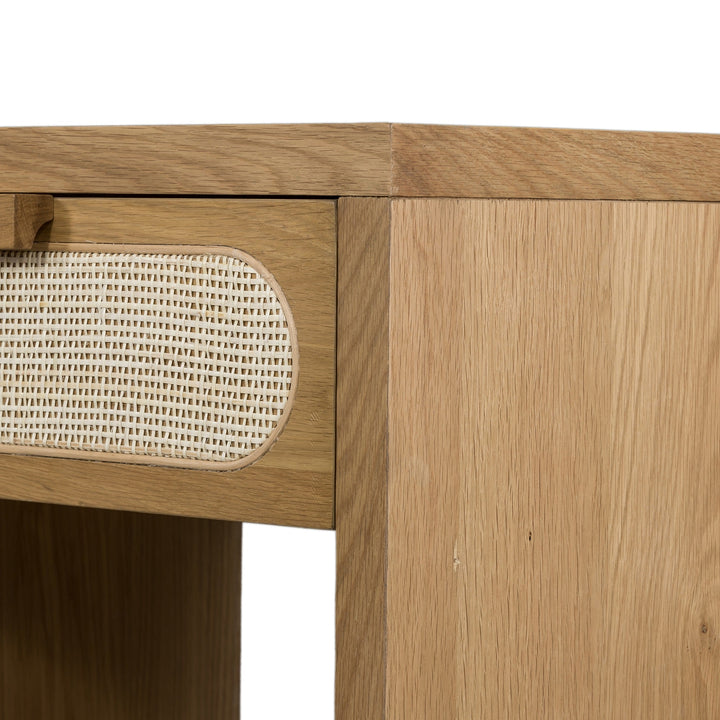 HONEY OAK + CANE NIGHTSTAND