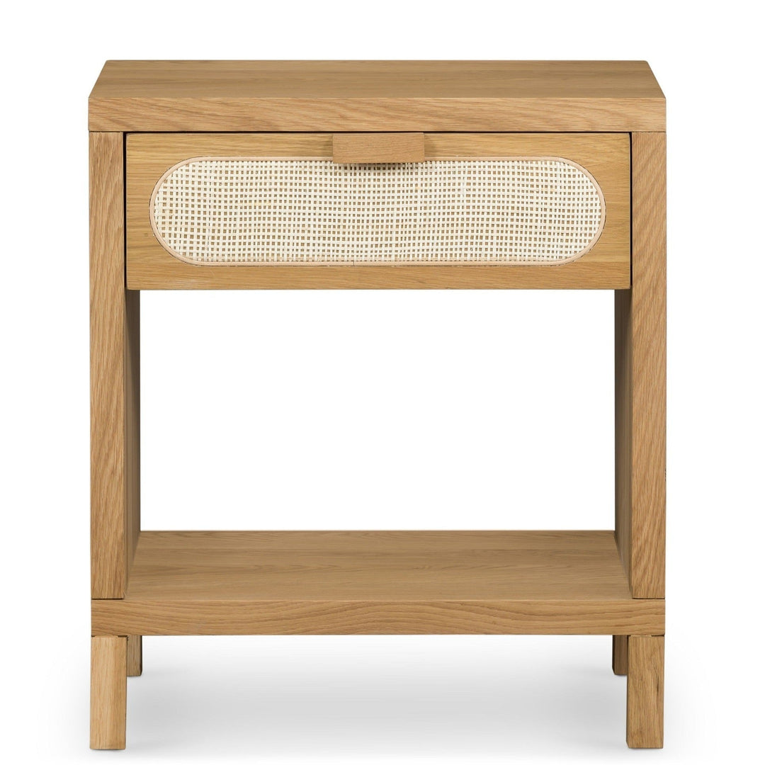 HONEY OAK + CANE NIGHTSTAND