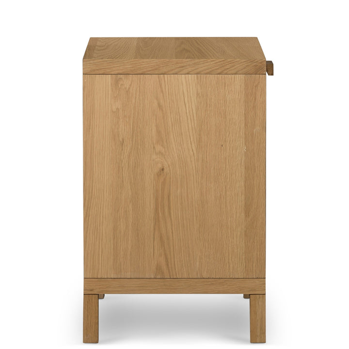 HONEY OAK + CANE NIGHTSTAND