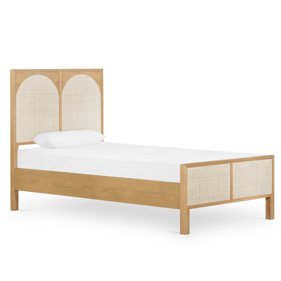 HONEY OAK + CANE PANEL BED