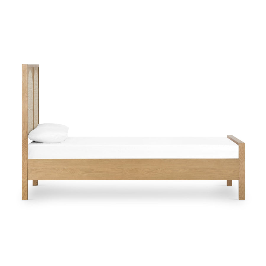 HONEY OAK + CANE PANEL BED