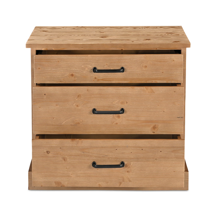 HONEY PINE 3 DRAWER NIGHTSTAND