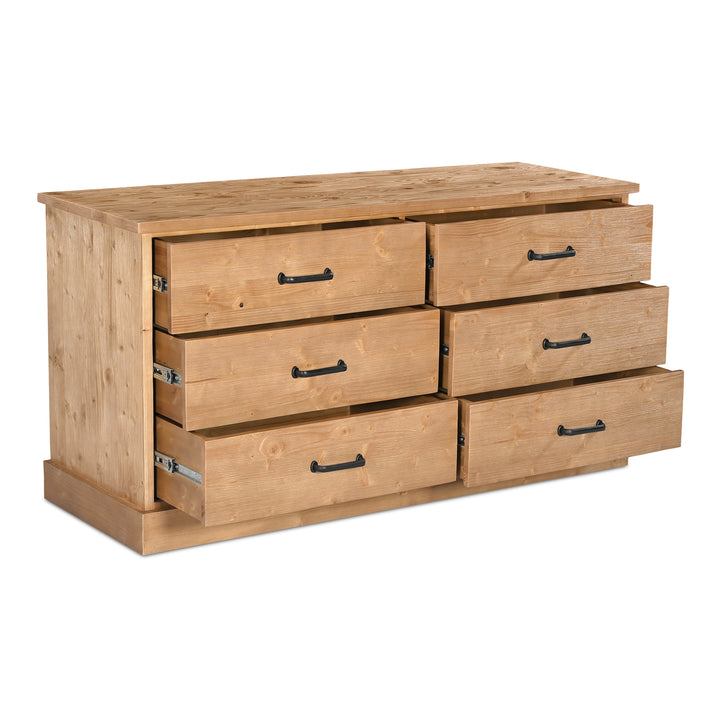 HONEY PINE 6 DRAWER DRESSER