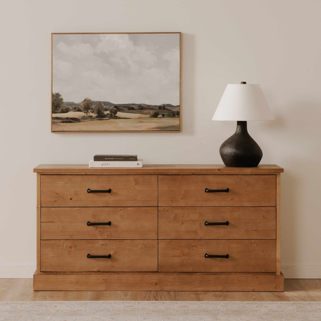 HONEY PINE 6 DRAWER DRESSER