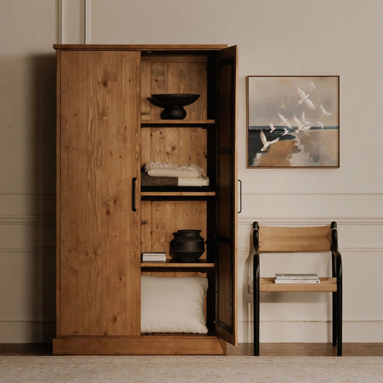 HONEY PINE TALL CUPBOARD CABINET