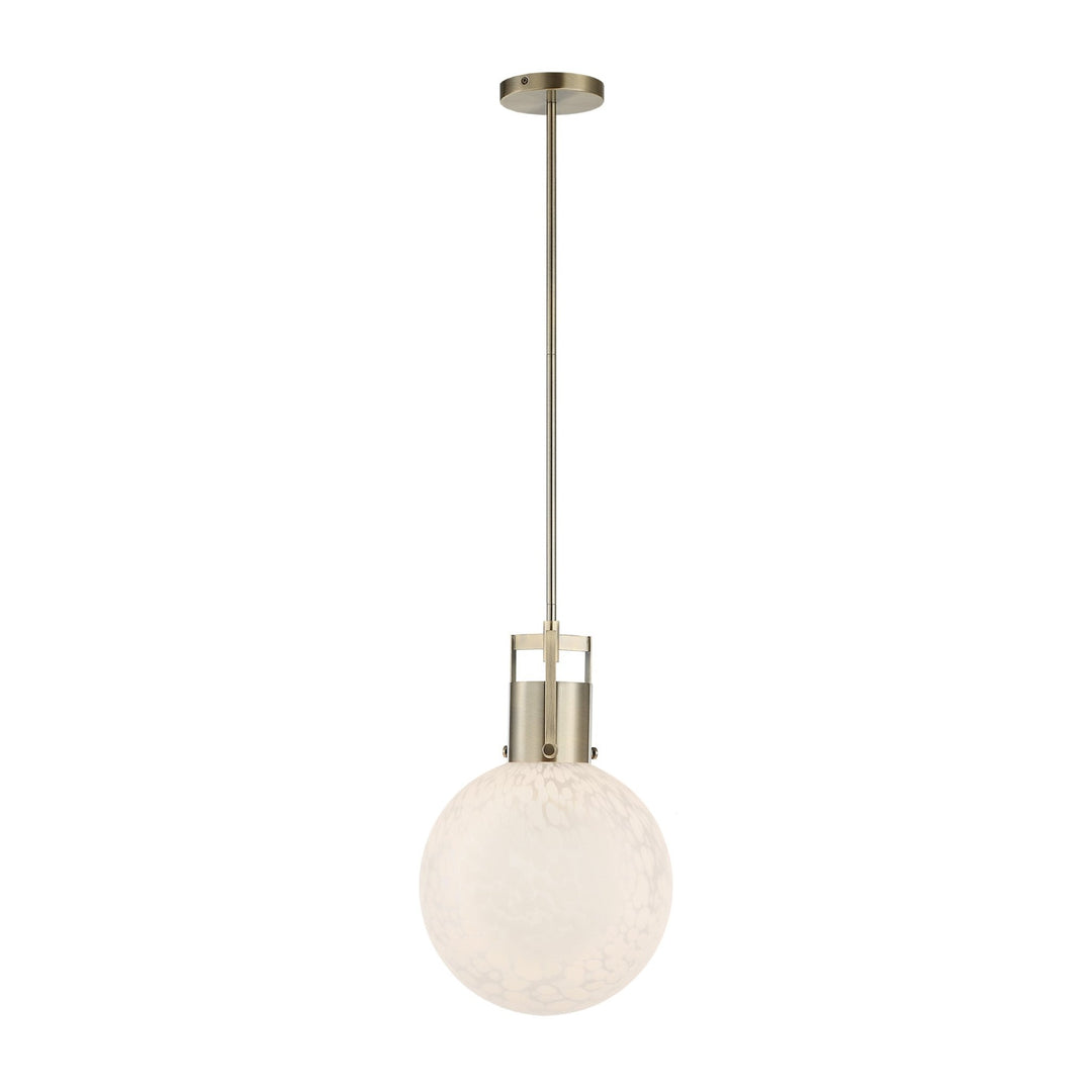 HUCH ANTIQUE BRASS + WHITE GLASS PENDANT