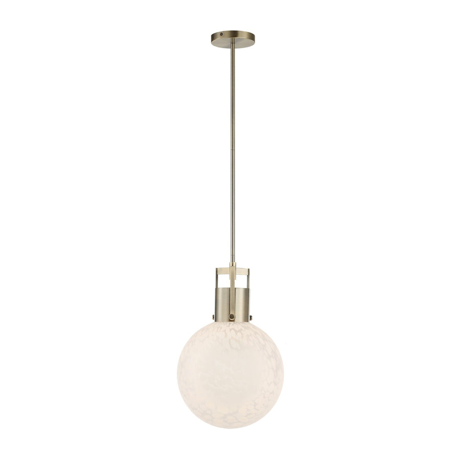 HUCH ANTIQUE BRASS + WHITE GLASS PENDANT