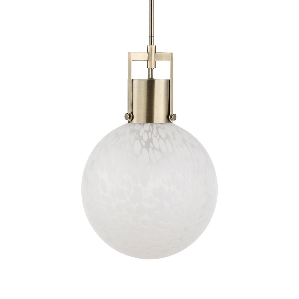 HUCH ANTIQUE BRASS + WHITE GLASS PENDANT