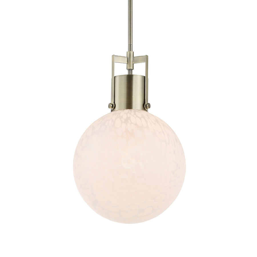 HUCH ANTIQUE BRASS + WHITE GLASS PENDANT