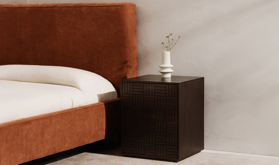 ICHIGO RUST VELVET UPHOLSTERED BED