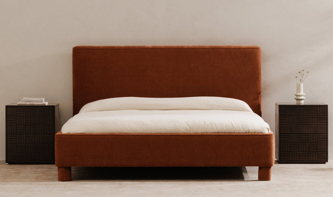 ICHIGO RUST VELVET UPHOLSTERED BED