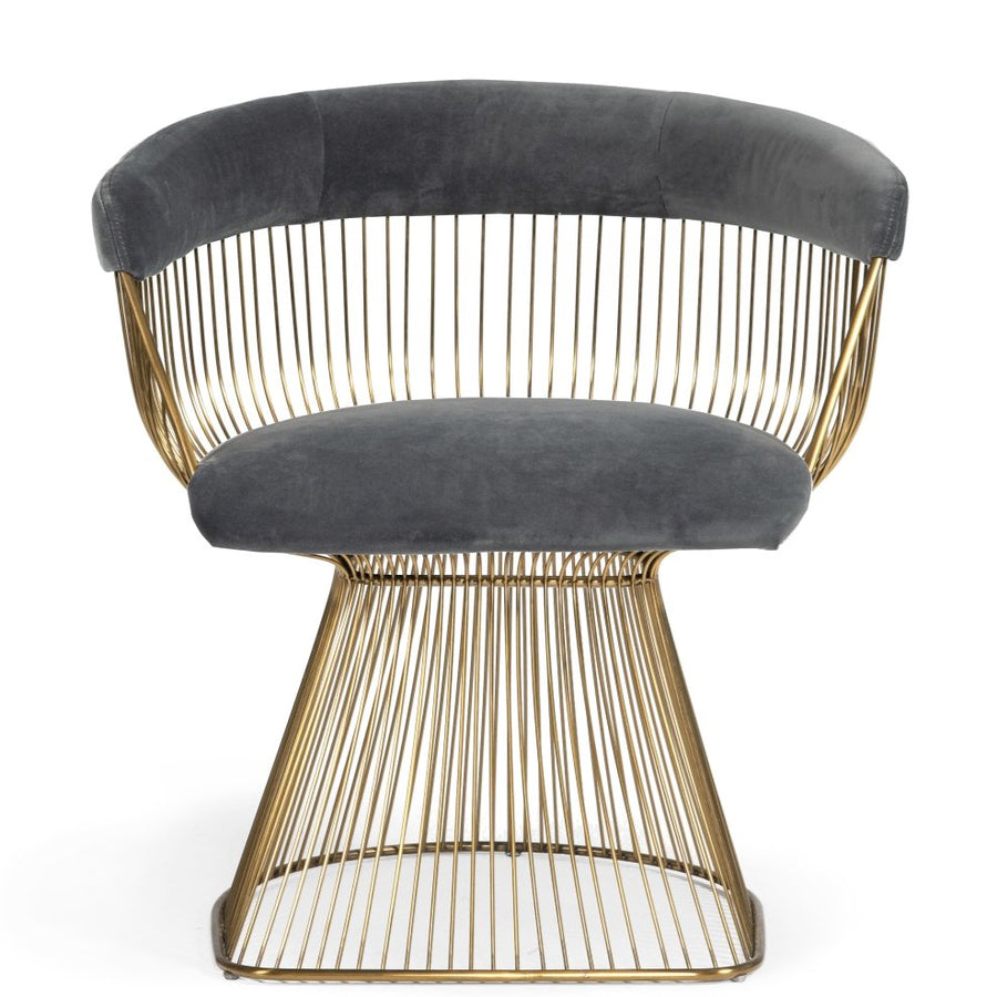 ICON DINING CHAIR: GOLD + GREY VELVET