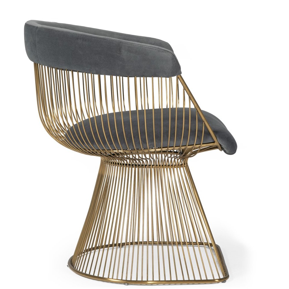 ICON DINING CHAIR: GOLD + GREY VELVET