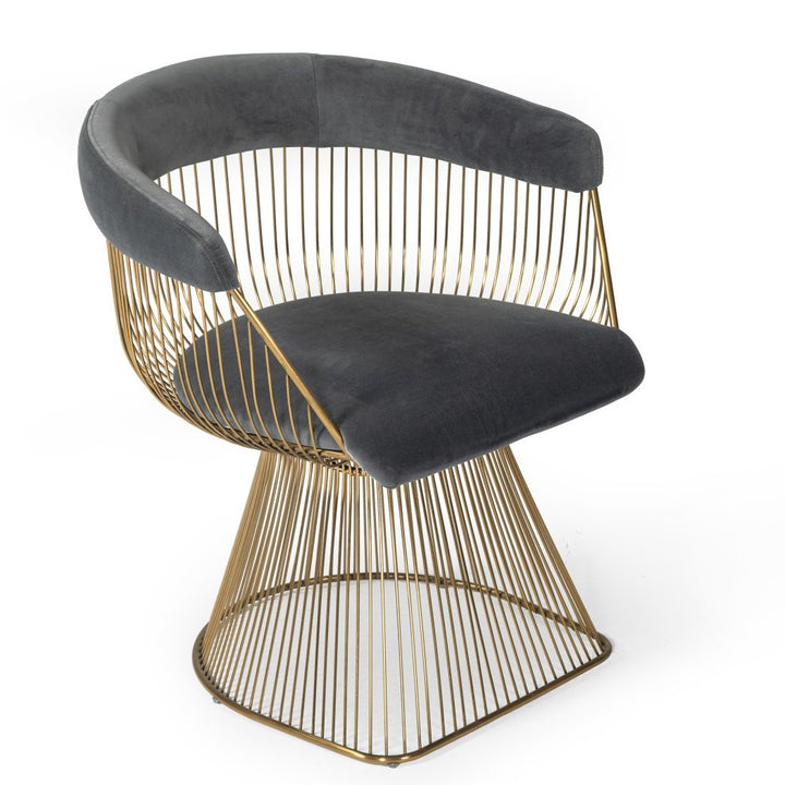 ICON DINING CHAIR: GOLD + GREY VELVET