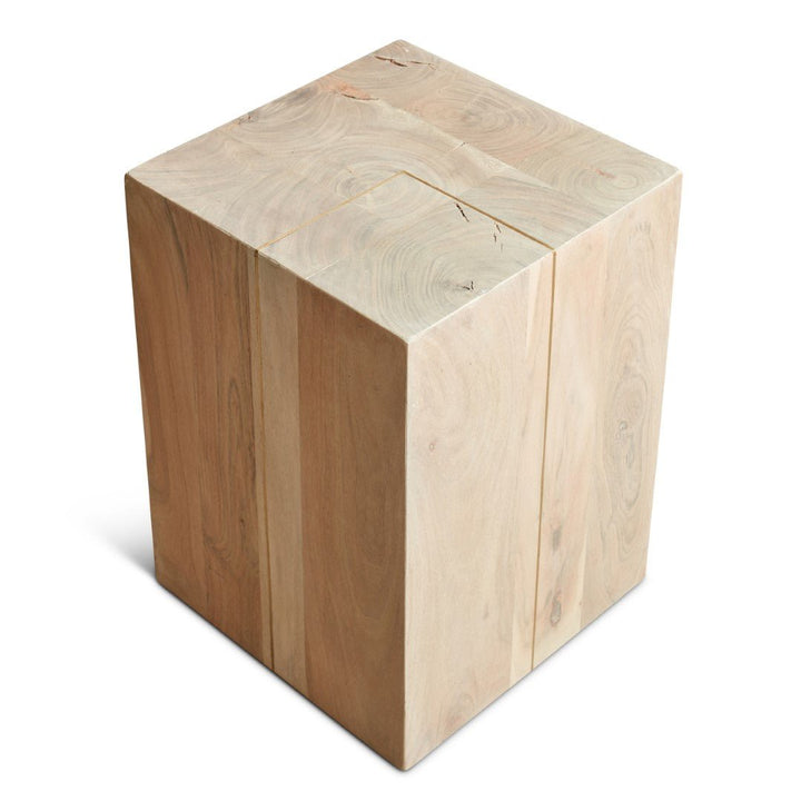 ACACIA WOOD BLOCK STOOL