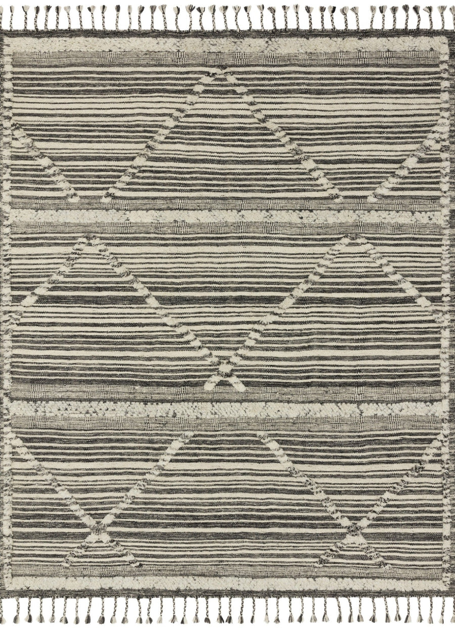 IMAN 01 HAND - KNOTTED WOOL RUG: IVORY, CHARCOAL