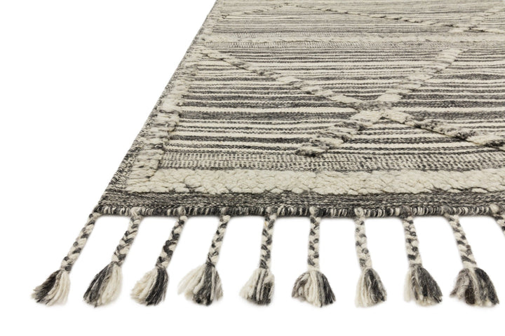 IMAN 01 HAND - KNOTTED WOOL RUG: IVORY, CHARCOAL