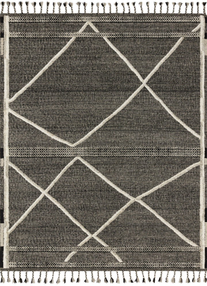 IMAN 02 HAND - KNOTTED WOOL RUG: CHARCOAL, IVORY