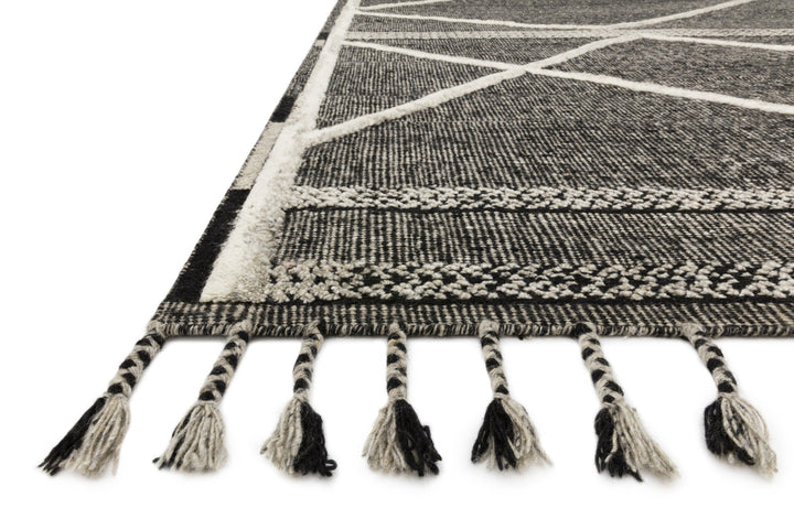 IMAN 02 HAND - KNOTTED WOOL RUG: CHARCOAL, IVORY