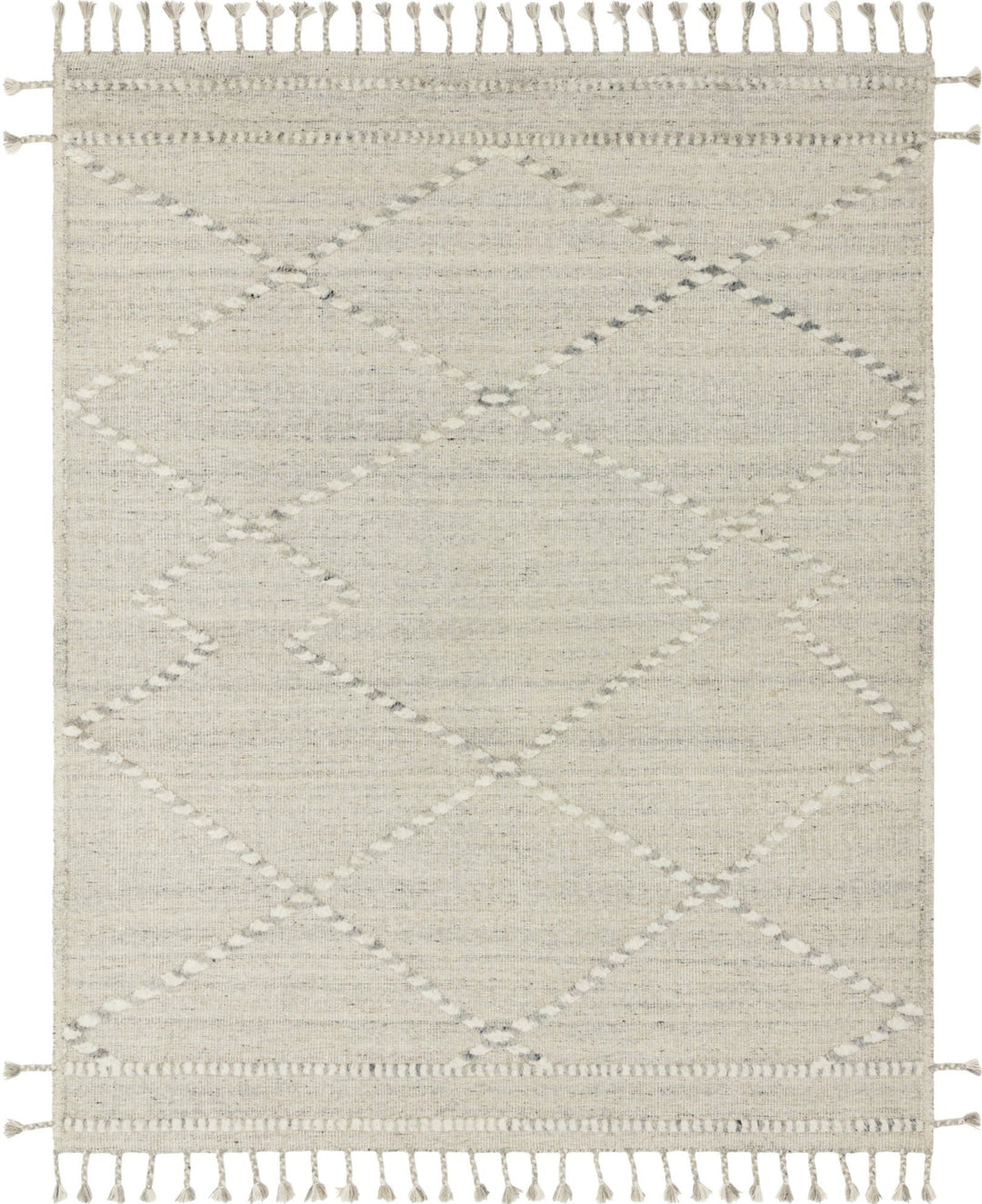 IMAN 03 HAND - KNOTTED WOOL RUG: IVORY, SILVER