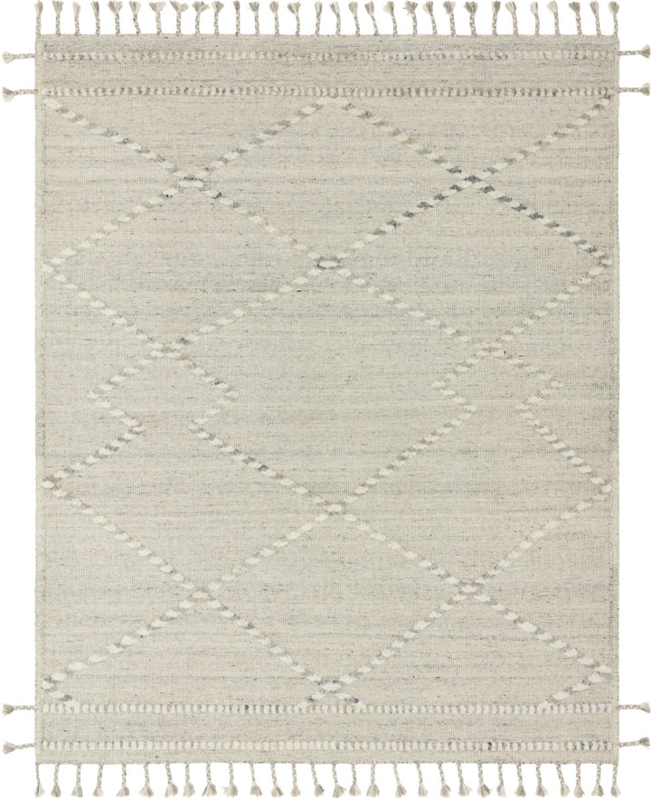 IMAN 03 HAND - KNOTTED WOOL RUG: IVORY, SILVER