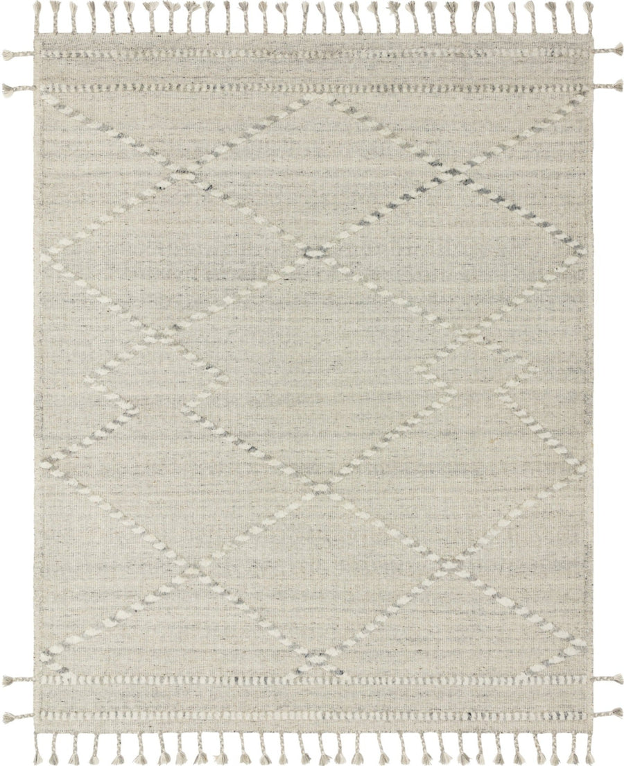 IMAN 03 HAND - KNOTTED WOOL RUG: IVORY, SILVER