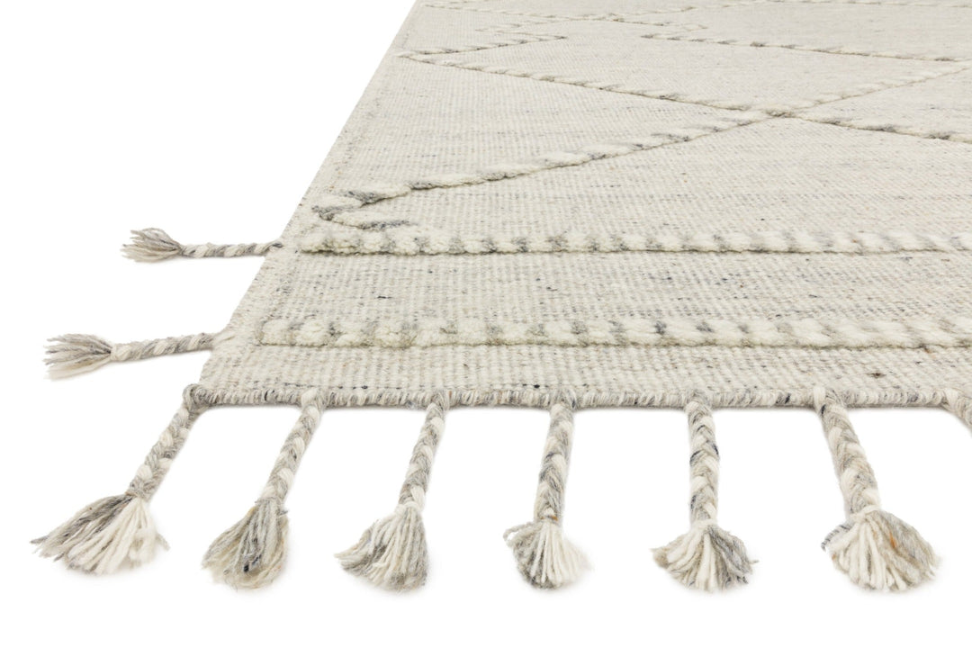 IMAN 03 HAND - KNOTTED WOOL RUG: IVORY, SILVER