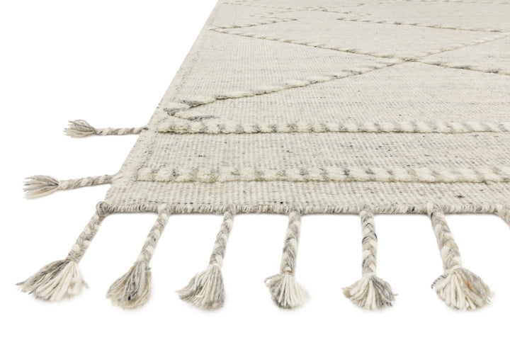 IMAN 03 HAND - KNOTTED WOOL RUG: IVORY, SILVER