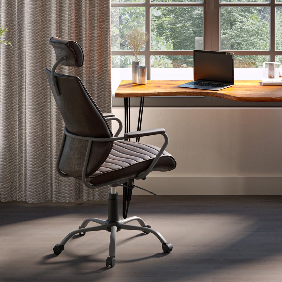 INDUSTRIAL EXECUTIVE CHAIR: ANTIQUE BROWN – ShopDesignTap