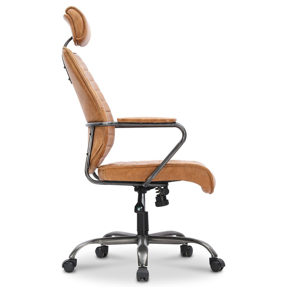INDUSTRIAL EXECUTIVE CHAIR: VINTAGE SADDLE TAN – ShopDesignTap
