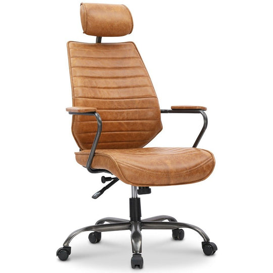 INDUSTRIAL EXECUTIVE CHAIR: VINTAGE SADDLE TAN