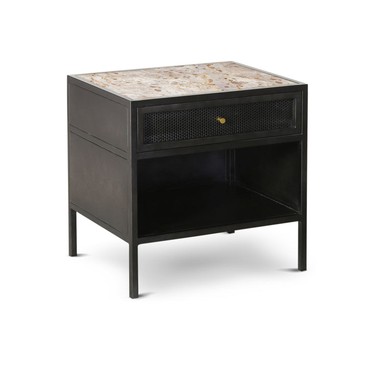 Marble Top Black End Table