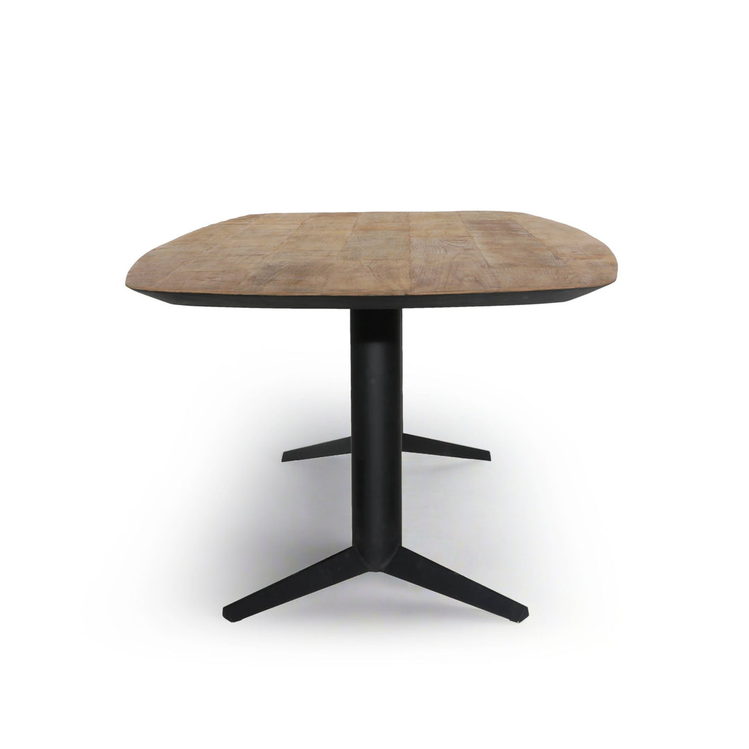 INDUSTRIAL METAL & TEAK DINING TABLE