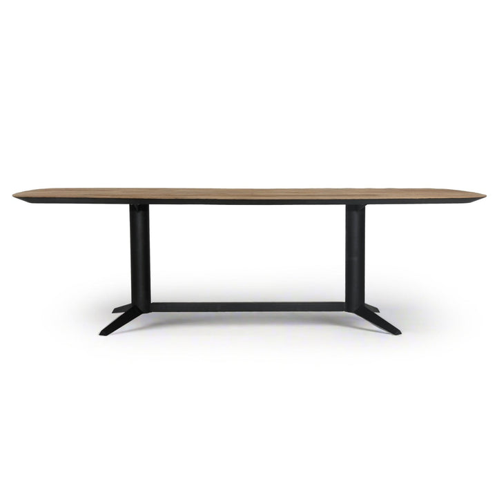 INDUSTRIAL METAL & TEAK DINING TABLE