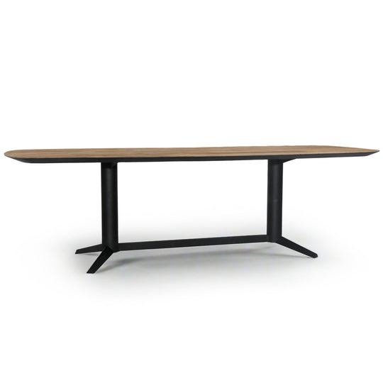 INDUSTRIAL METAL & TEAK DINING TABLE