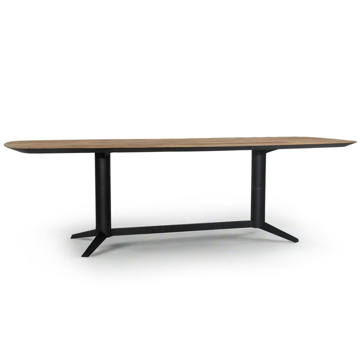 INDUSTRIAL METAL & TEAK DINING TABLE