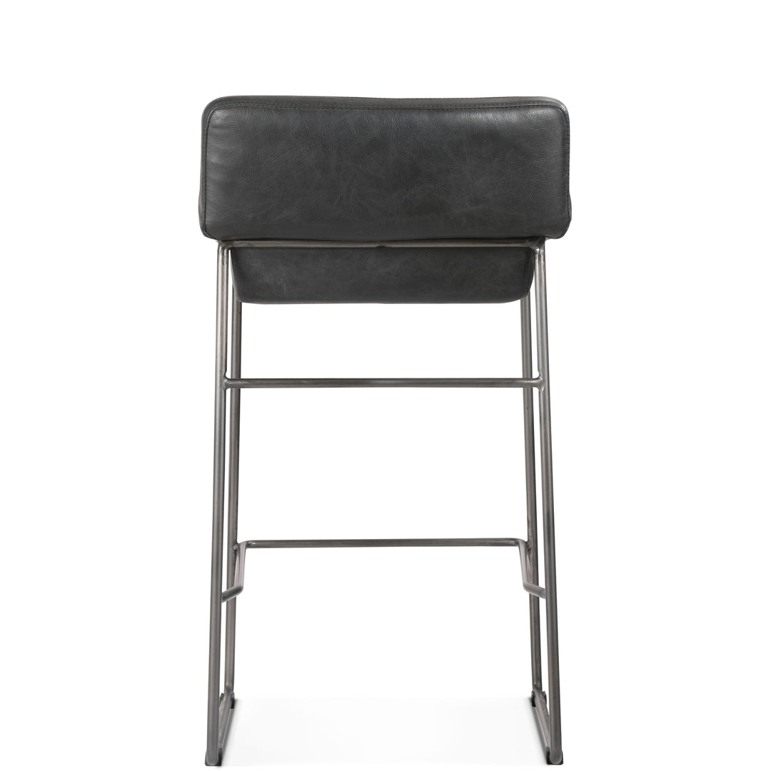 INDUSTRIAL SADDLE STOOLS: BLACK LEATHER | SET OF 2